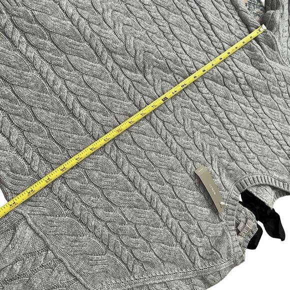 J Crew Womens Tie Back Wool Blend Cable Knit Sweater Size L Gray Preppy NWT - Picture 8 of 9